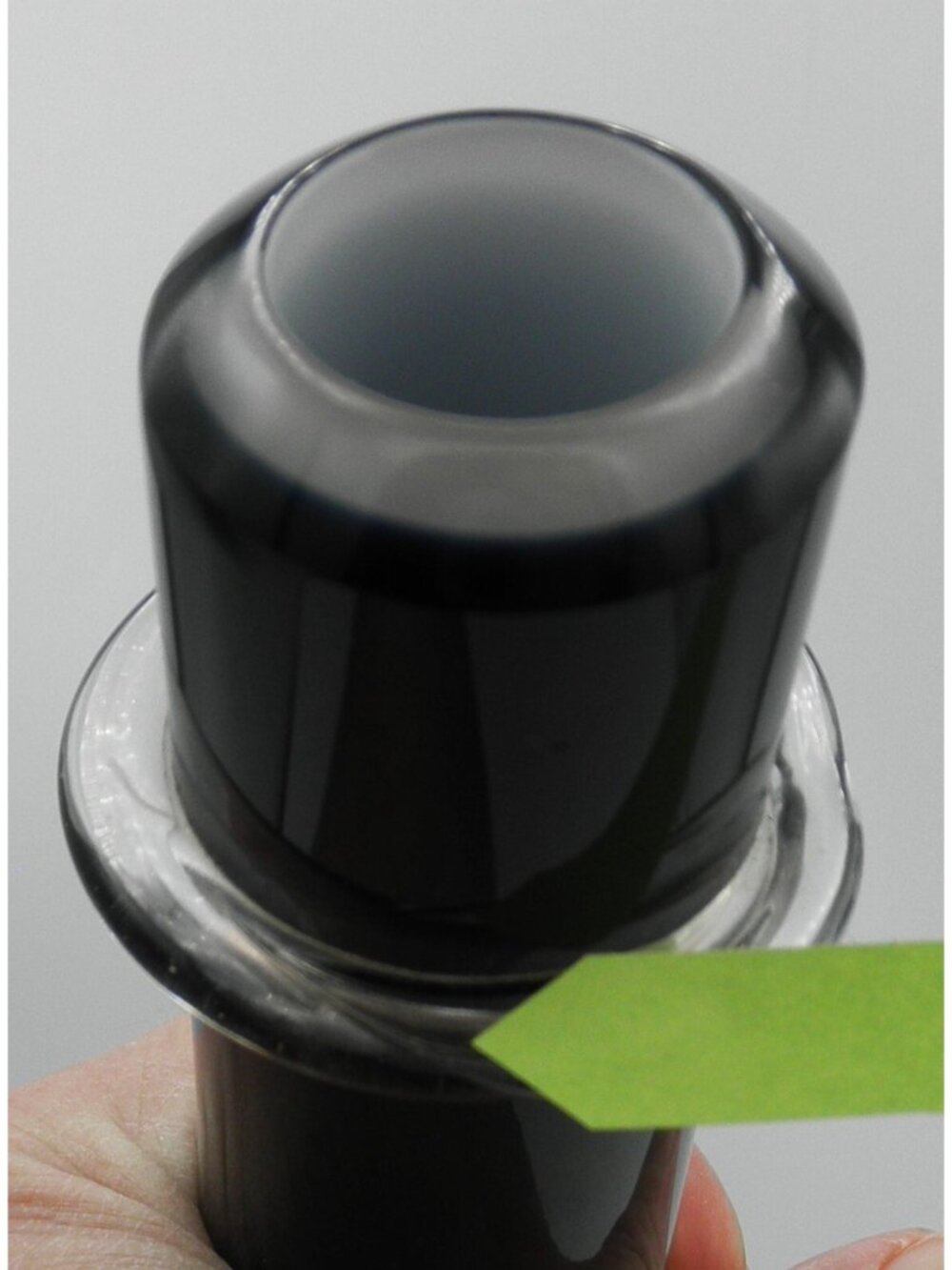 Silkwood Glass Hand Blown Black Glass Vase applied Clear Glass Collar Signed - Picture 4 of 8